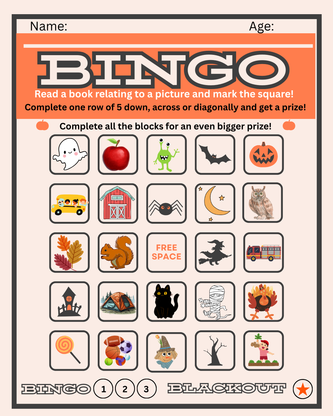 Fall Children's Bingo Challenge